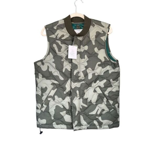 Free Assembly Men's Quilted Camo Vest Olive Gray Small NWT - Picture 1 of 6